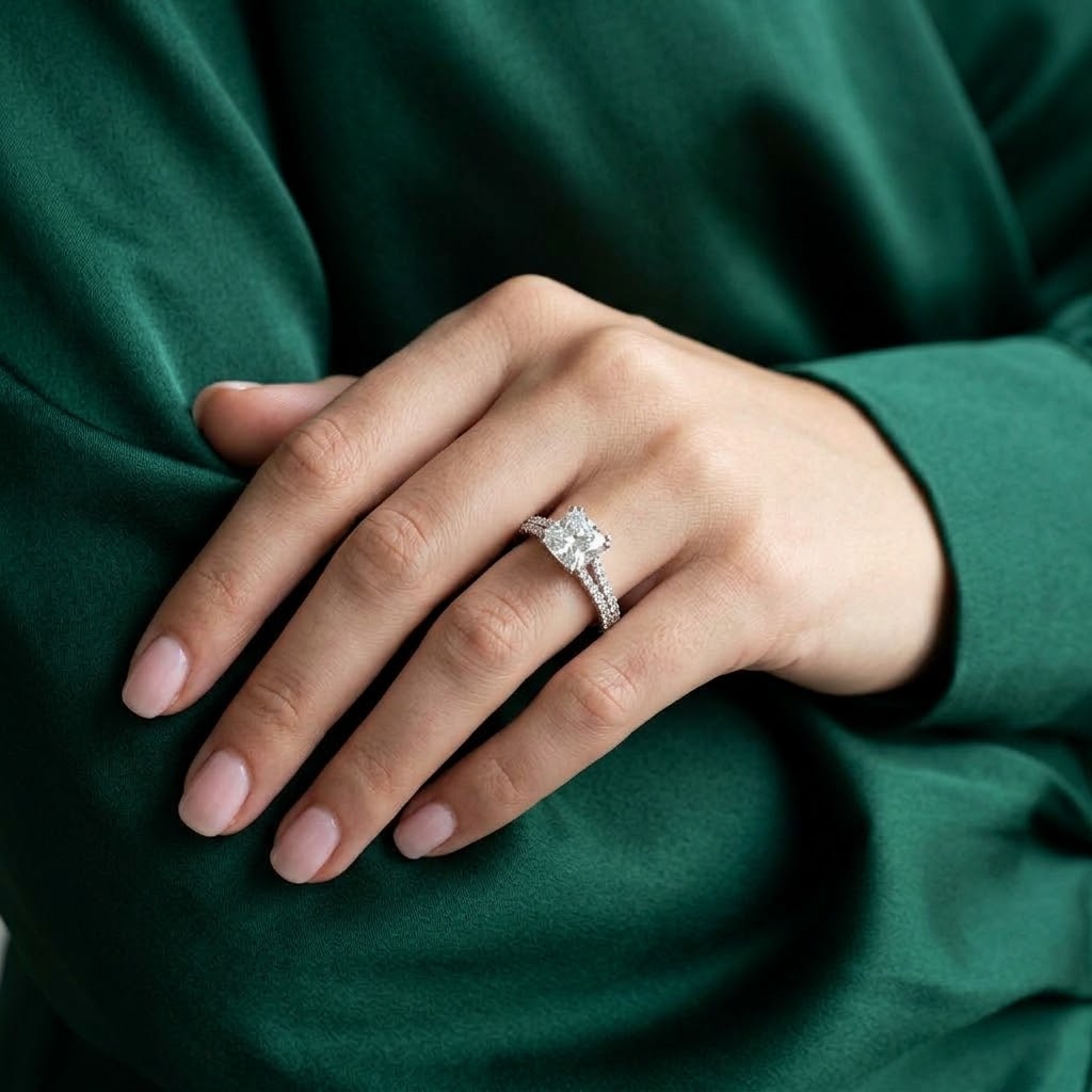 Soraya Pavé 18K White Gold Lab Moissanite Ring - Image 1