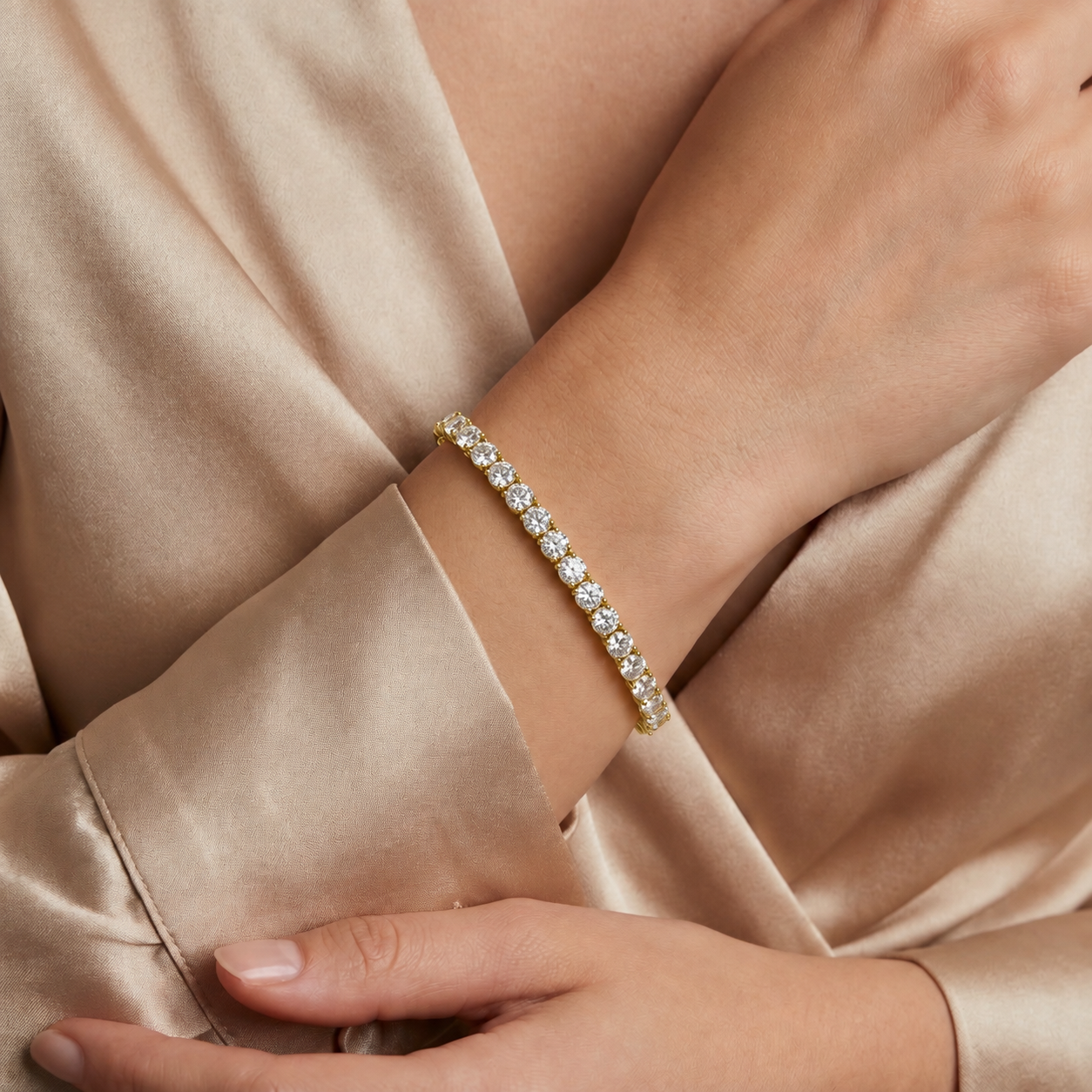 Tennis Bracelet – 18K Yellow Gold Lab Moissanite - Image 1