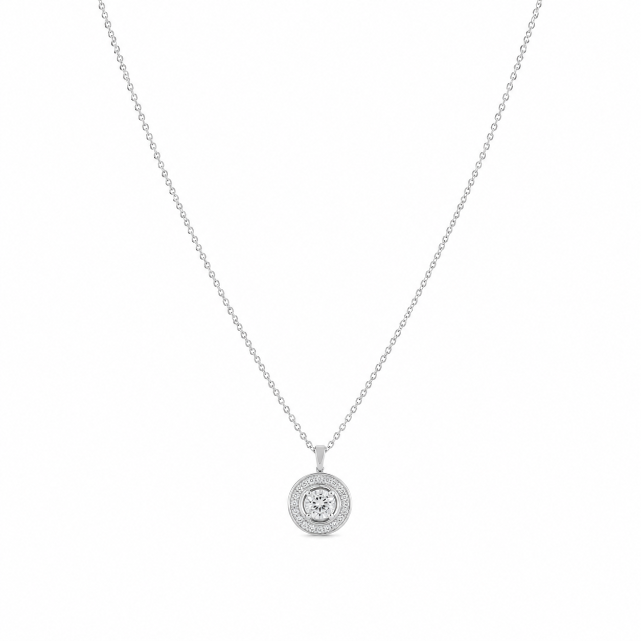Elara Halo 18K White Gold Lab-Grown Diamond Necklace