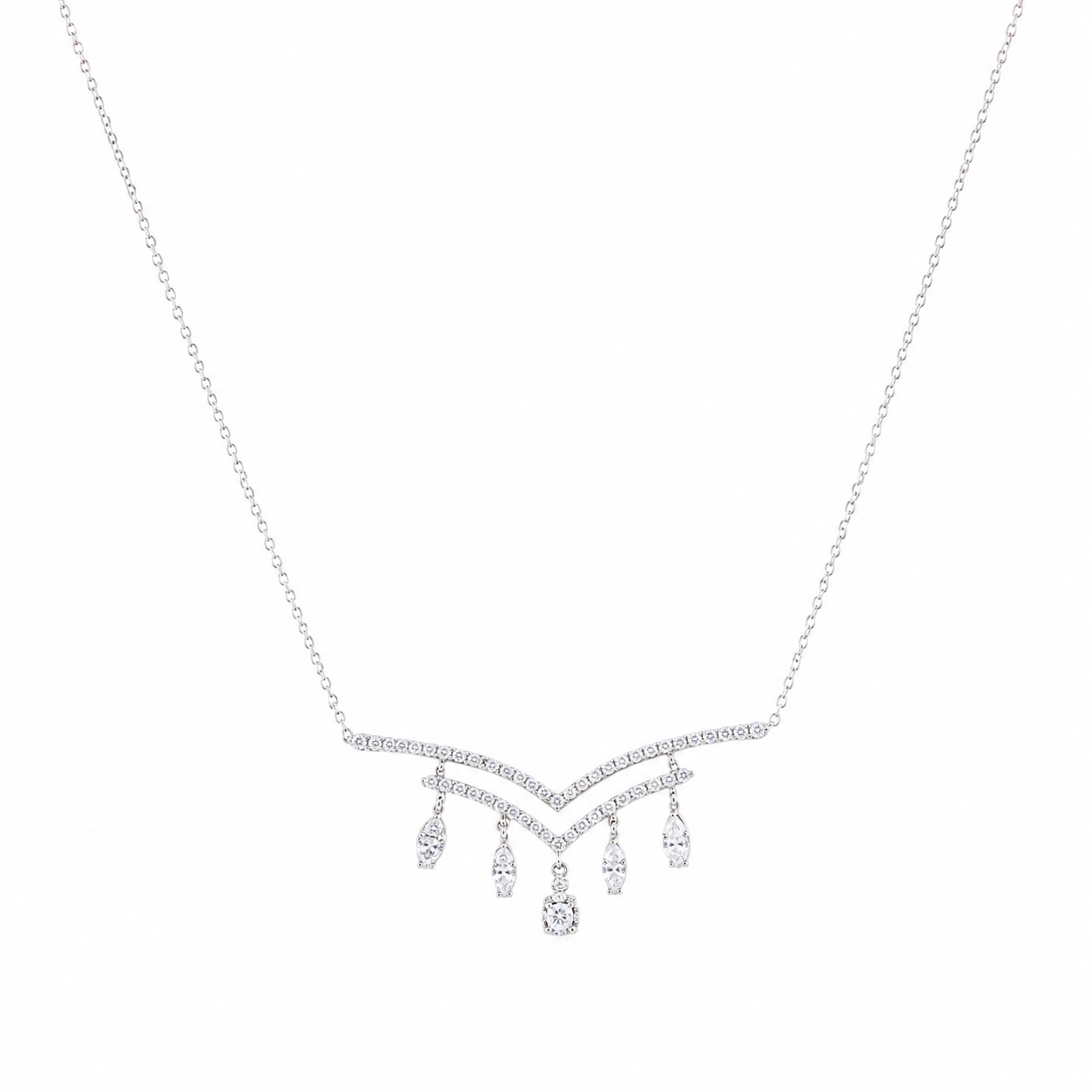 Aveline Cascade 18K White Gold Lab-Grown Diamond Necklace
