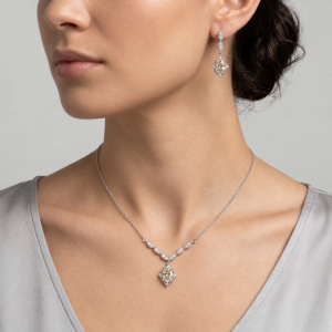 Lorienne Oval White Gold Lab Moissanite Jewelry Set