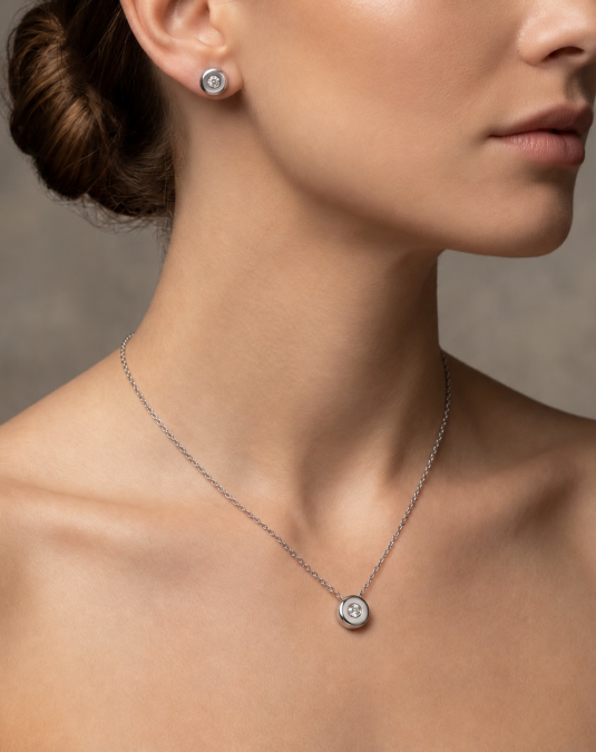 Lunelle Disc White Gold Lab-Grown Diamond Jewelry Set
