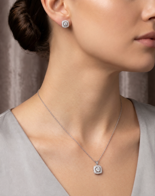 Celestia Cushion White Gold Lab-Grown Diamond Jewelry Set