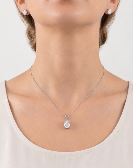 Celestia Oval White Gold Lab Moissanite Jewelry Set