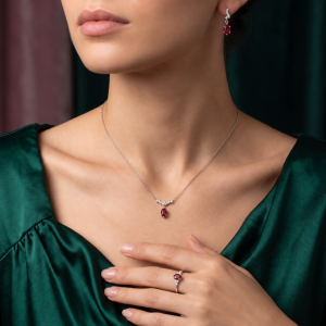Rubelle Oval White Gold Lab Ruby & Lab-Grown Diamond Jewelry Set