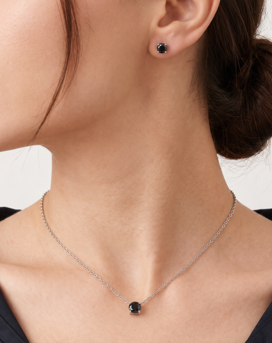 Noctelle Black Lab Moissanite White Gold Jewelry Set