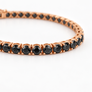 Tennis Bracelet Black Lab Moissanite Rose Gold