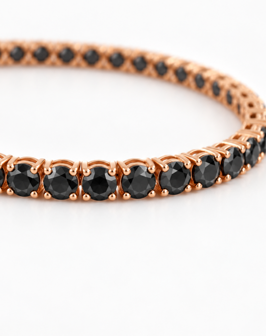 Tennis Bracelet Black Lab Moissanite Rose Gold
