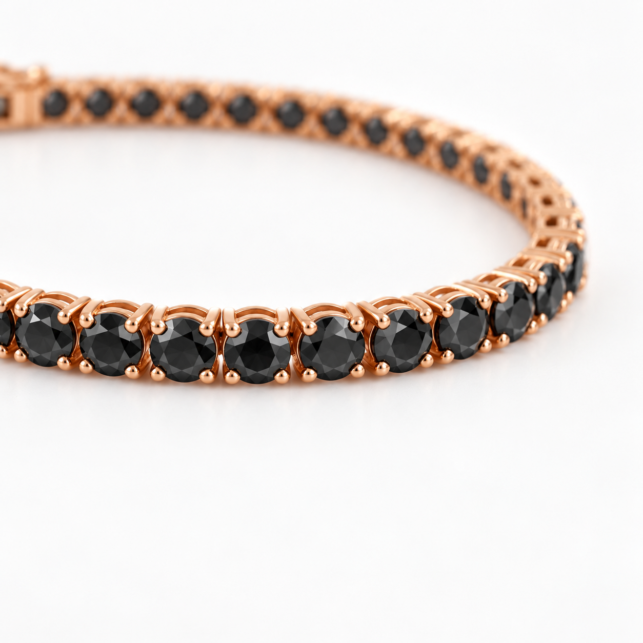 Tennis Bracelet Black Lab Moissanite Rose Gold