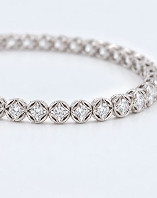 Tennis Bracelet 18K White Gold Lab Moissanite