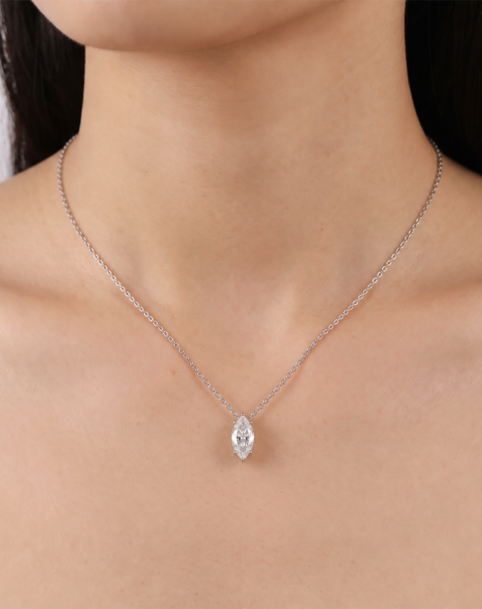 Valerine Marquise White Gold Lab Moissanite Necklace