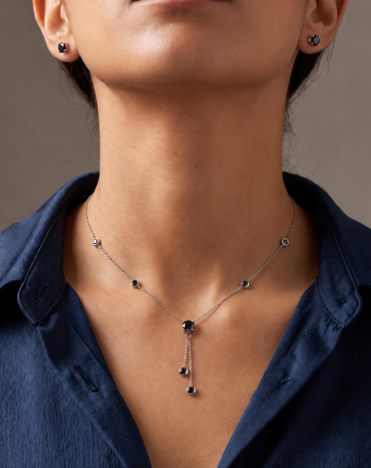 Noirelle Black Lab Moissanite White Gold Jewelry Set