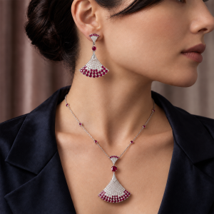 Rubellia Fan White Gold Lab Ruby & Lab-Grown Diamond Jewelry Set