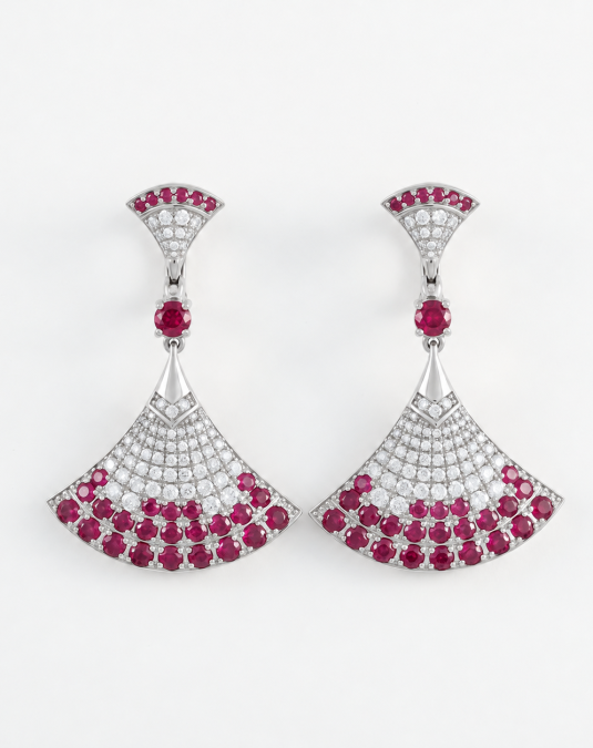 Rubellia Fan White Gold Lab Ruby & Lab-Grown Diamond Jewelry Set