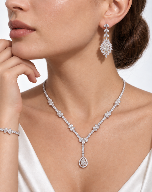 Celestara Pear Drop White Gold Lab-Grown Diamond Jewelry Set