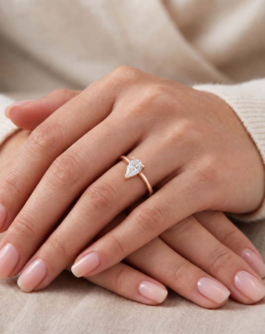 Roselle Pear-Cut 18K Rose Gold Lab Moissanite Ring