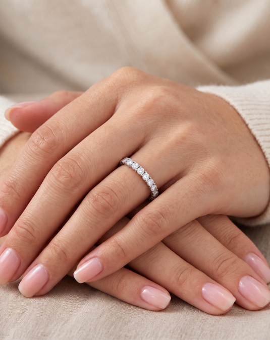 Lunelle Eternity White Gold Lab Moissanite Ring
