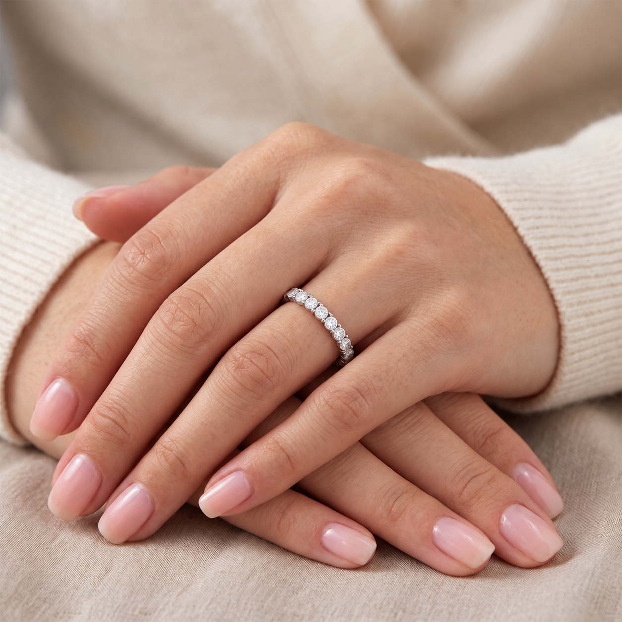 Lunelle Eternity White Gold Lab Moissanite Ring - Image 1