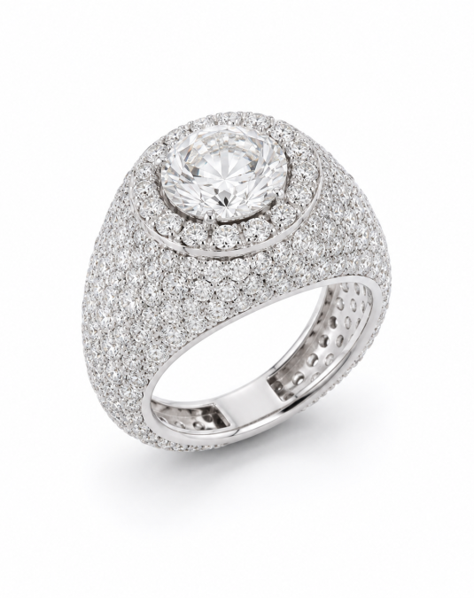 Majestic Halo 18K White Gold Lab-Grown Diamond Ring