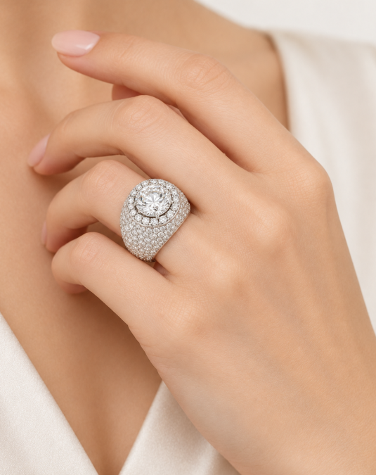 Majestic Halo 18K White Gold Lab-Grown Diamond Ring