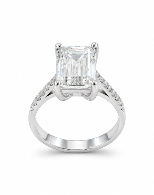 Valencia Emerald 18K White Gold Lab-Grown Diamond Ring