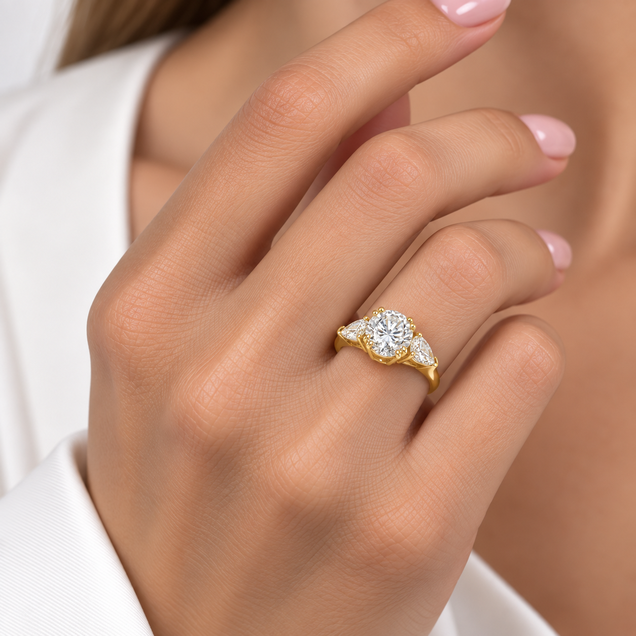 Aurelia Trinity 18K Yellow Gold Lab-Grown Diamond Ring - Image 1