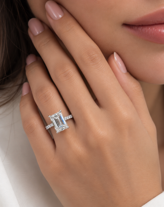 Valencia Emerald 18K White Gold Lab-Grown Diamond Ring