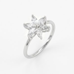 Six-Petal Marquise Flower Lab-Grown Diamond Ring