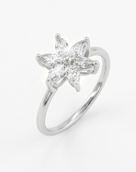 Six-Petal Marquise Flower Lab-Grown Diamond Ring