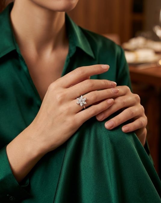 Six-Petal Marquise Flower Lab-Grown Diamond Ring