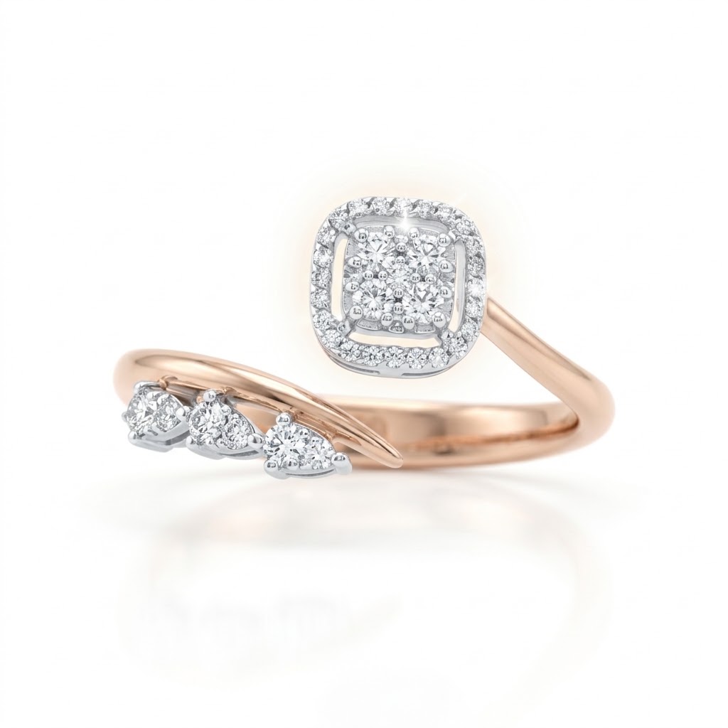 Cushion Cluster Open Wrap Lab-Grown Diamond Ring - Image 2