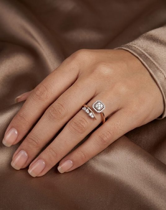 Cushion Cluster Open Wrap Lab-Grown Diamond Ring