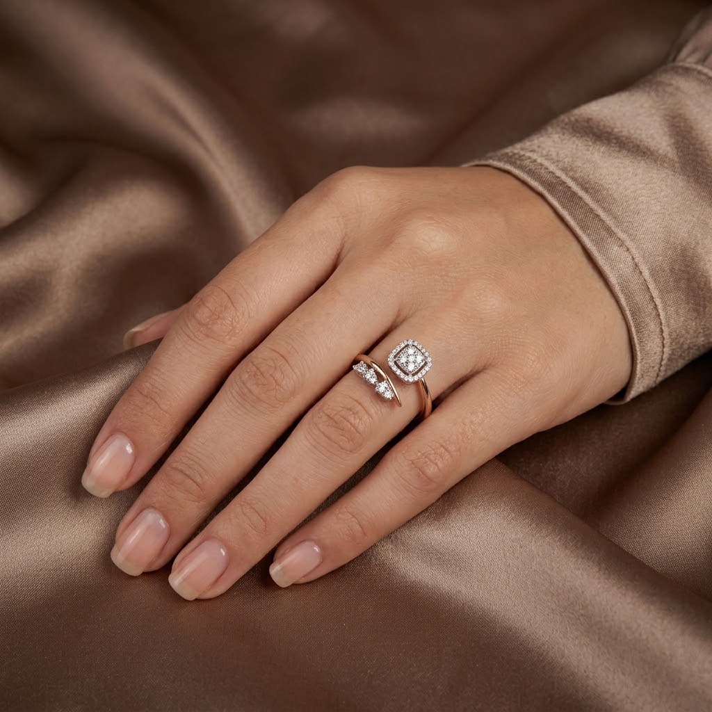 Cushion Cluster Open Wrap Lab-Grown Diamond Ring - Image 1