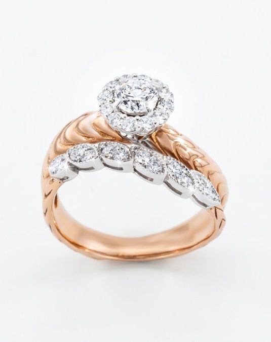 Round Halo & Marquise Rose Gold Lab-Grown Diamond Ring
