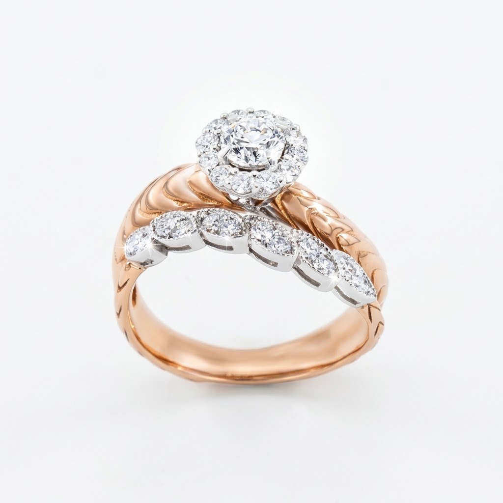 Round Halo & Marquise Rose Gold Lab-Grown Diamond Ring