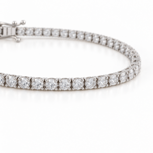 Round Lab Moissanite 18K White Gold Tennis Bracelet