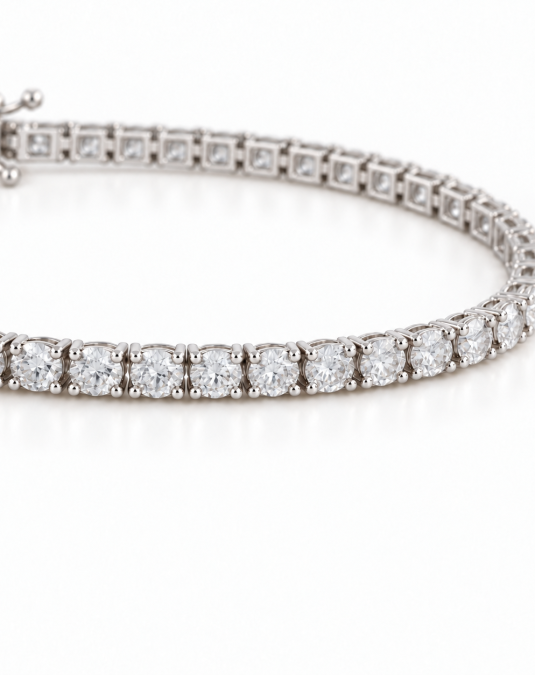 Round Lab Moissanite 18K White Gold Tennis Bracelet