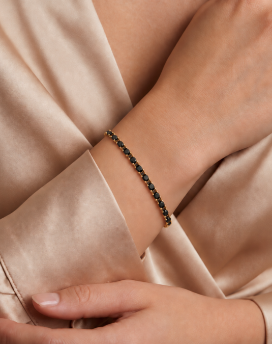 Black Lab Moissanite 18K Gold Tennis Bracelet