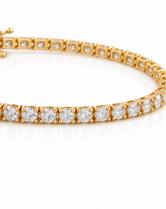 Round Lab Moissanite 18K Yellow Gold Tennis Bracelet