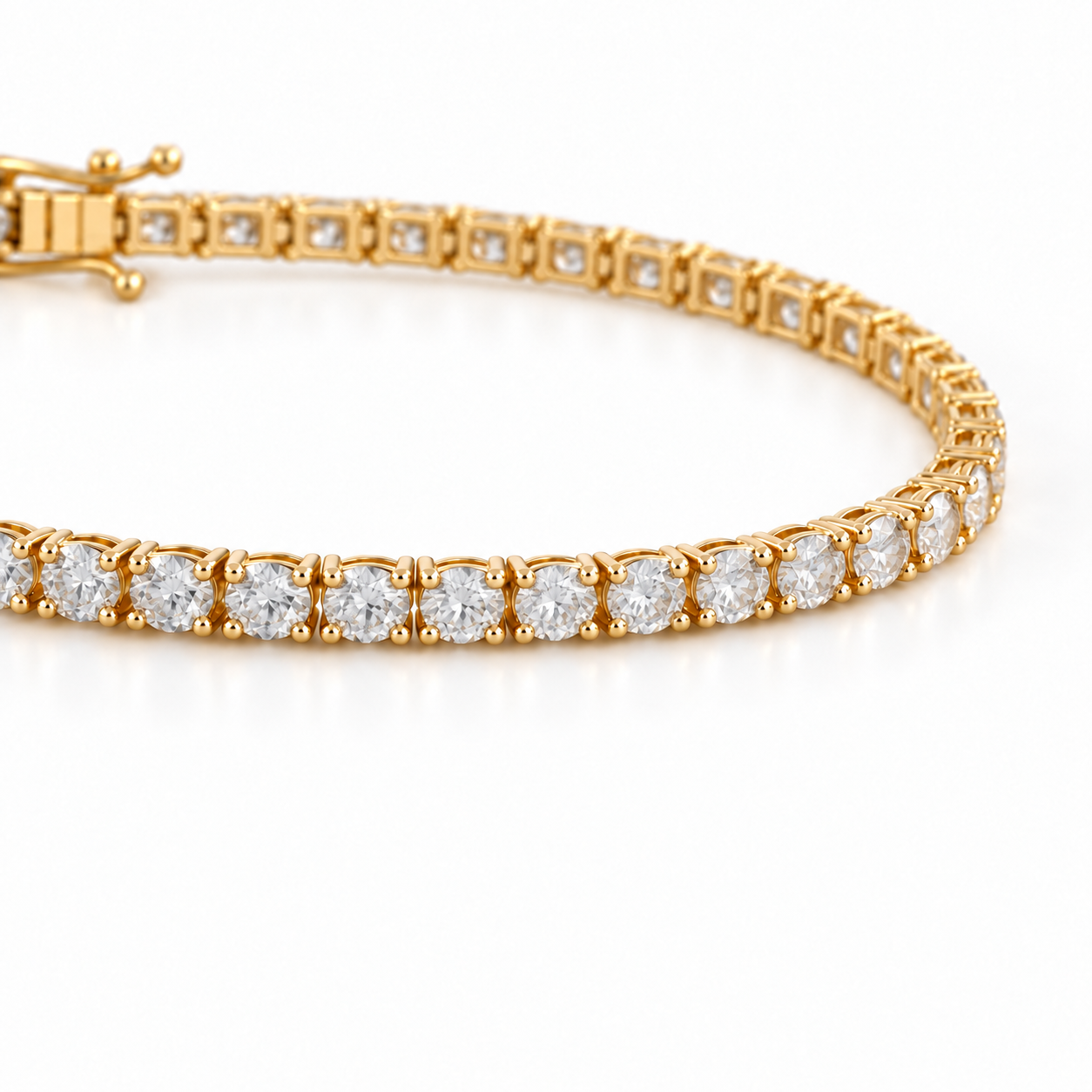 Round Lab Moissanite 18K Yellow Gold Tennis Bracelet