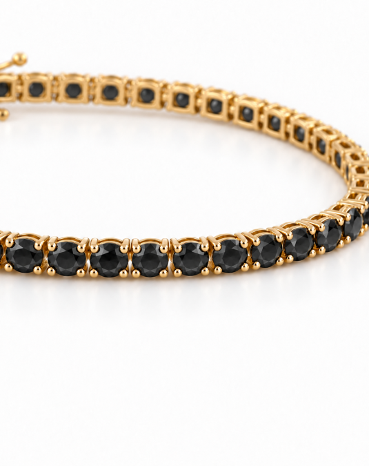 Black Lab Moissanite 18K Gold Tennis Bracelet